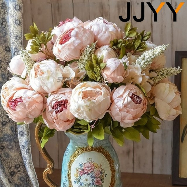 JJYY Künstlicher Blumenstrauß Pfingstrose in Lila, 13 Köpfe, Europäischer Stil aus Kunststoff - Bild 1