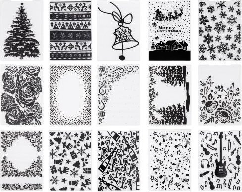 VEVOR Prägeschablonen Set aus PP-Kunststoff für Stanz- und Prägemaschinen, 15 Stück, B/H: 10,5 x 14,8 cm, ideal für Scrapbooking und Kartenherstellung - Bild 1