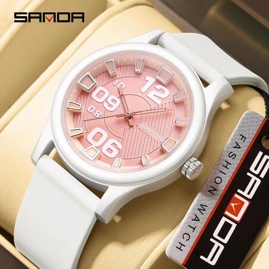 SANDA Armbanduhr, Quarz, Analoguhr, Silikon, Kinder, Blue White, Schwarz - Bild 1