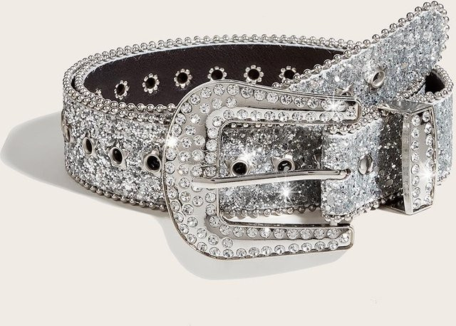 Strass-Gürtel Damen, Pailletten-Design, silber - Bild 1