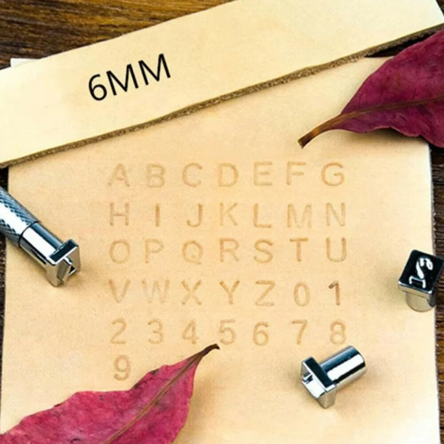 36-teiliges Leder-Stempelset in Silber mit Alphabet- und Zahlenstanzer für Lederhandwerk und Brandmalerei, 4 mm und 6 mm - Bild 3