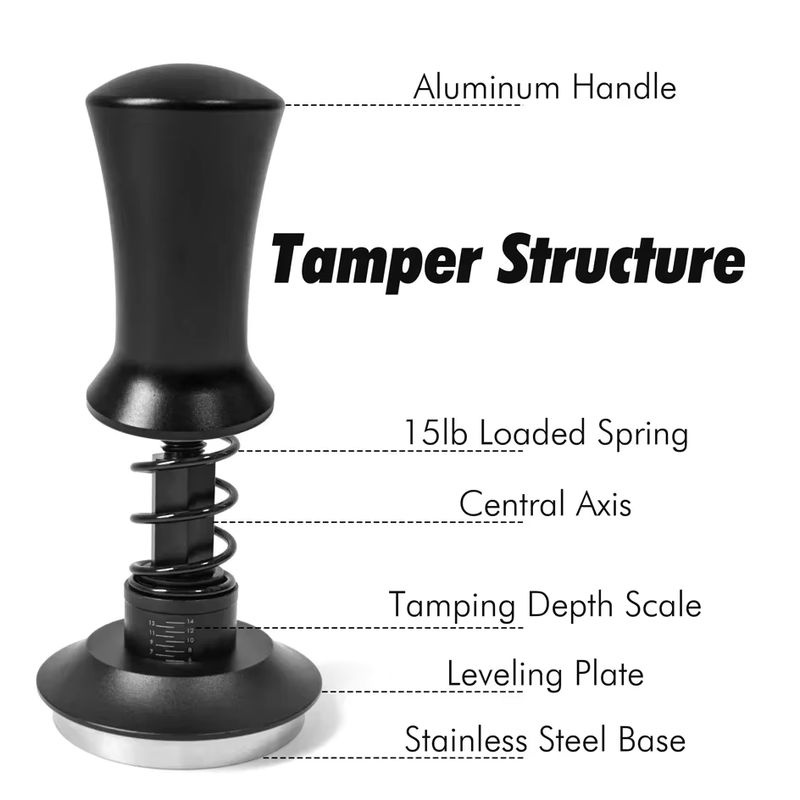PERFFEE Espresso-Tamper mit Wellenboden und Tiefenindikation aus Edelstahl, Durchmesser: 54 mm - Bild 4