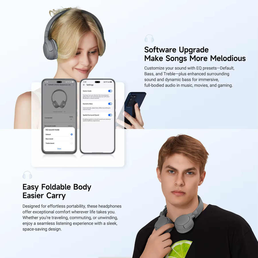 HONOR Lite 82H In-Ear Kopfhörer mit Bluetooth 5.4, ENC-Anrufe, Verlustfreiem Audio, EQ und IP54 Schutz in Grau oder Grün - Bild 2