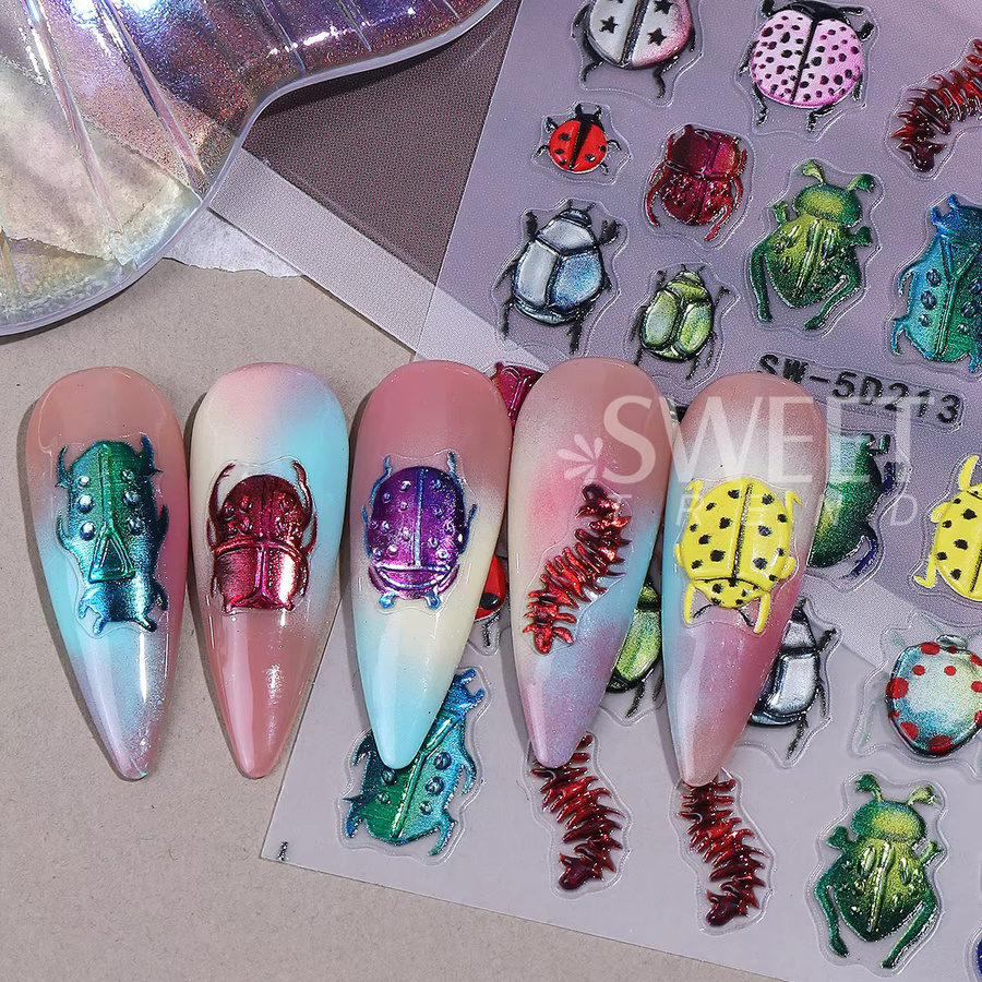 Sweet Trend Nagelaufkleber, 5D Insekten-Design mit Prägung - Bild 5