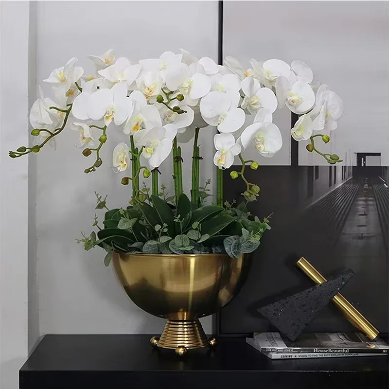 6er Set künstliche Schmetterlingsorchideen in Weiß und Lila, Phalaenopsis-Blumen aus Kunststoff für deine Hochzeits- und Heimdekoration, Höhe: 81,28 cm - Bild 3