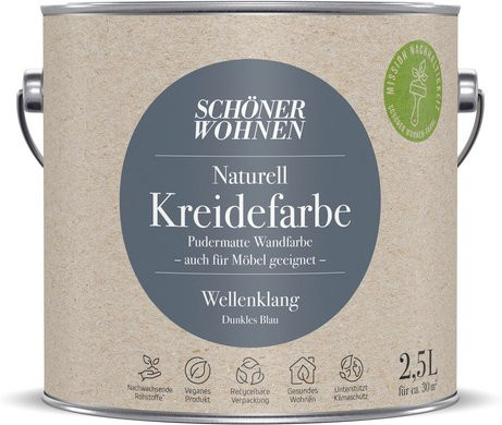 Schöner Wohnen Naturell Kreidefarbe Wellenklang, Innenfarbe matt, Blau, 2,5 l - Bild 1