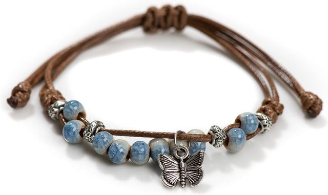 Armband Schmetterling Keramik, Cracked Ice, Vintage, verstellbar, Unisex - Bild 1