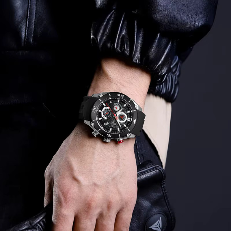 NAVIFORCE Chronograph, Quarz, Silikonarmband, Schwarz, Herren - Bild 2