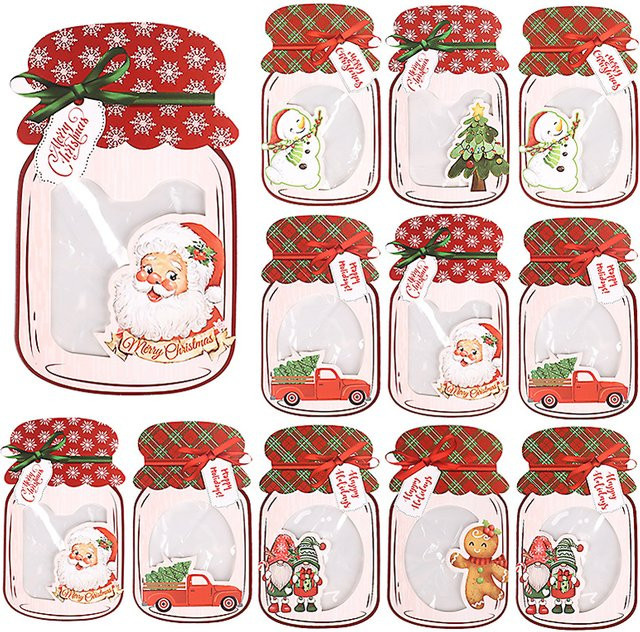 24 Stück ZQNYCY Weihnachts-Leckerli-Beutel in Flaschenform, transparente Beutel mit Schneemann- und Frohe Weihnachtsdrucken zur Verpackung von Weihnachtsgeschenken - Bild 1