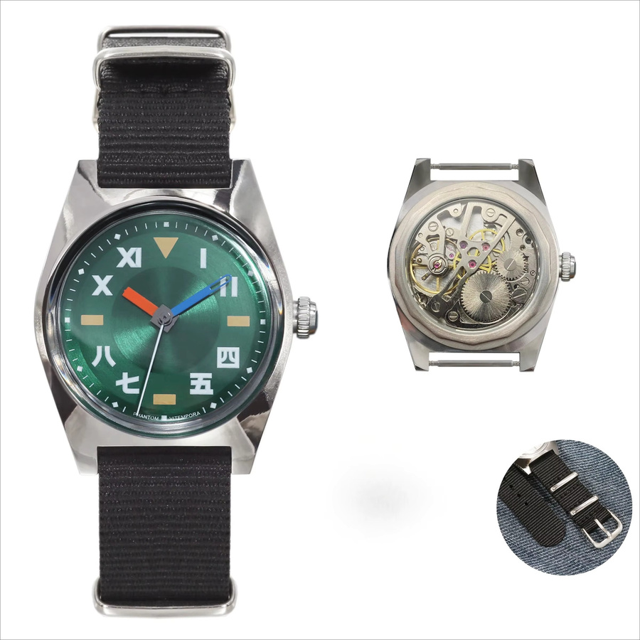 HEIMDALLR Armbanduhr, Handaufzug, Edelstahl, 36 mm, Herren, Grün - Bild 2