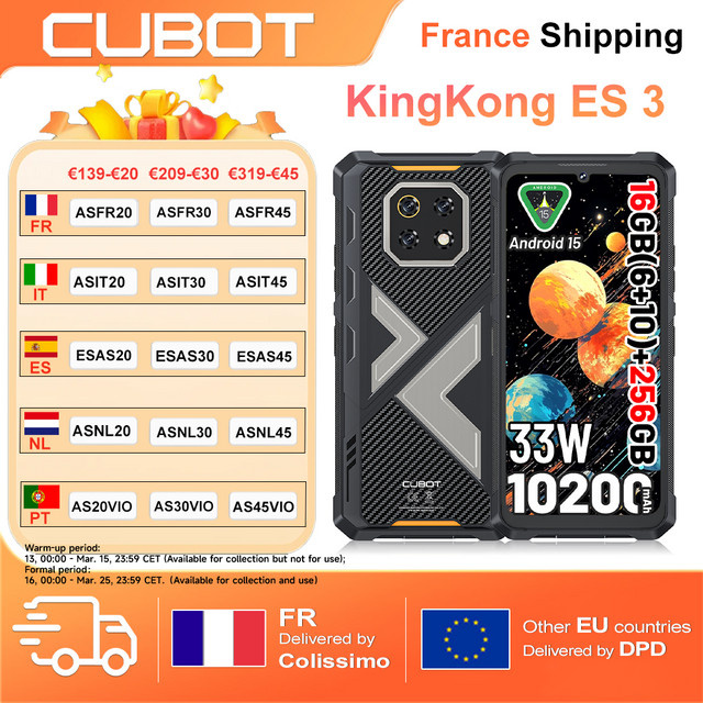 Cubot KingKong ES 3 Robustes Smartphone in Schwarz mit 256 GB Speicher, 16 GB RAM, Android 15, 6,745 Zoll 120 Hz Display, 10200 mAh Akku, 4G LTE, NFC und GPS - Bild 1