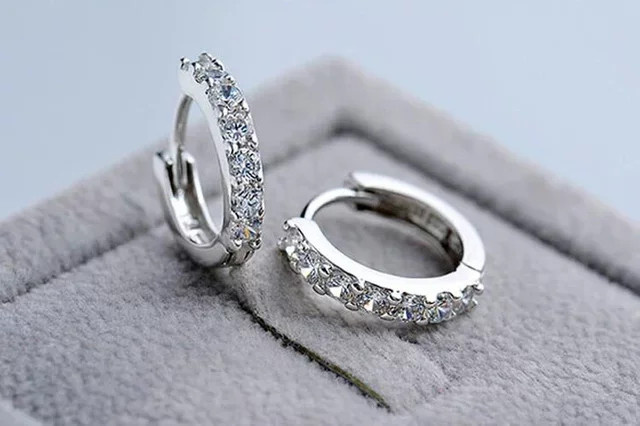 Creolen 925 Silber, Zirkonia, 10 mm, Damen - Bild 1