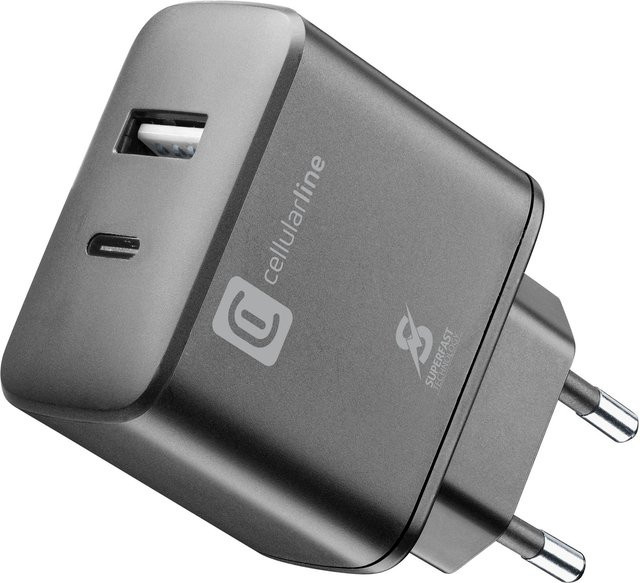 CellularLine Dual Port Travel Charger 25W Schwarz (60046) - Bild 1