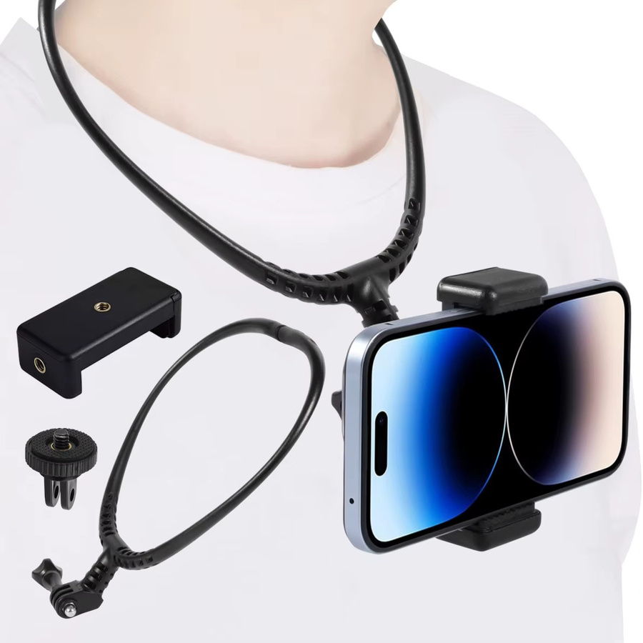 Freihändige Halshalterung für GoPro und Insta360, Anti-Shake-Lanyard-Gurthalterung für Vlogging und Sport, Farbe: Schwarz - Bild 3