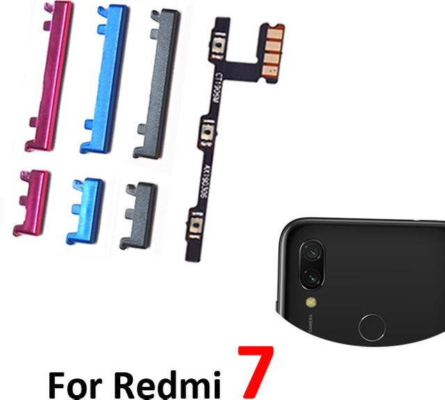 Xiaomi Redmi 7 Telefon-Ein/Aus- und Lautstärketasten als externe Tasten und interne Flexkabel-Reparaturteile in Schwarz, Blau oder Rot - Bild 1