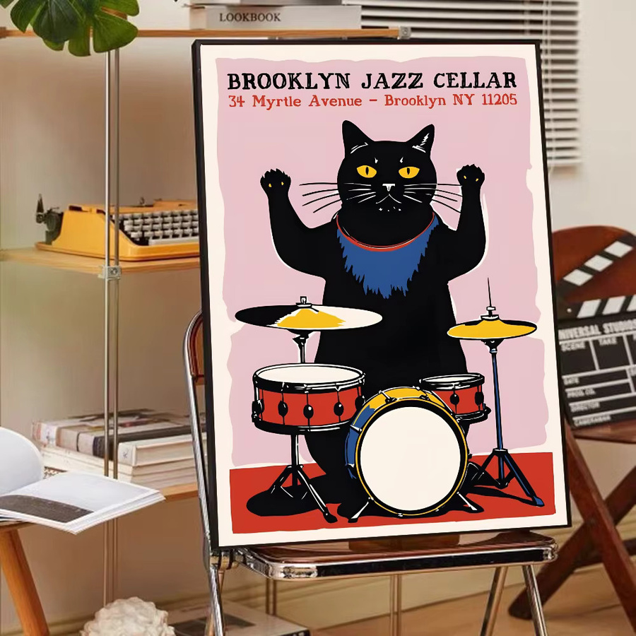 Modernes Pop Black Cat Wandkunst Poster von SHENCHEN, Mehrfarbig, Papierdruck für Wohnzimmer und Schlafzimmer - Bild 4