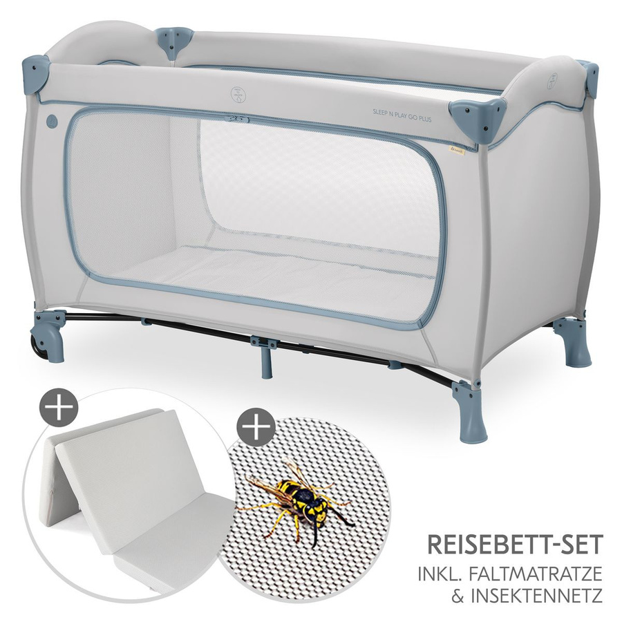 Hauck Reisebett Set Sleep N Play Go Plus inkl. Komfort Matratze und Insektenschutz in Dusty Blue - Bild 1