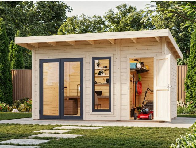 Palmako Holz-Gartenhaus Aurelia mit Pultdach in Natur, B: 436 cm, T: 300 cm - Bild 1