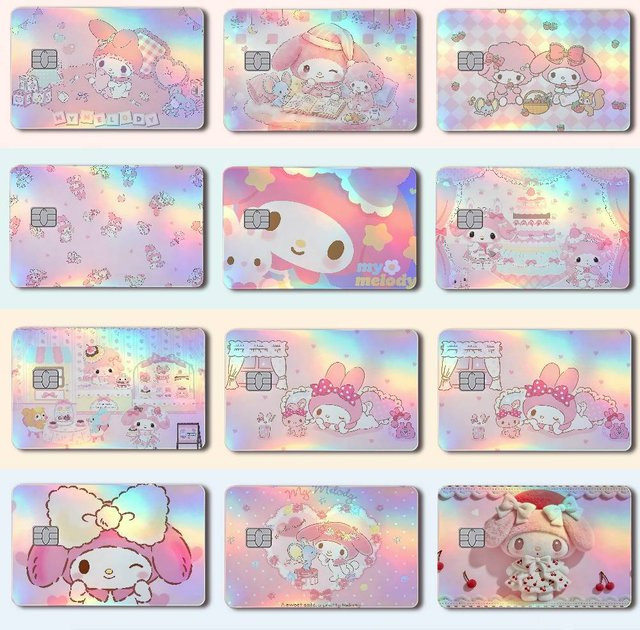 My M-Melody Laser-Holografischer Karten-Skin-Aufkleber für Kredit- und Debitkarten, 4er-Set, Multicolor, wasserfest und kratzfest - Bild 1