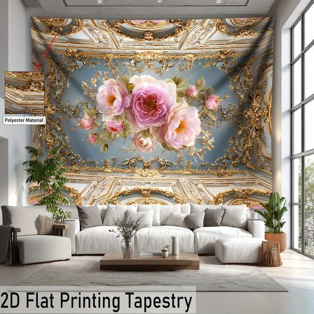 Luxuriöser Blumenteppich mit HD Digitaldruck von JMG Household Supplies, Wandbehang mit floralem Design in Multicolour, B/B: 130 x 150 cm - Bild 1