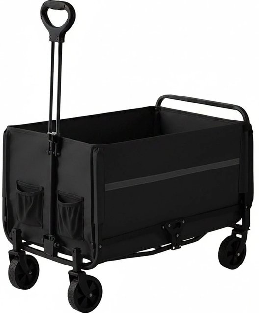 Relaxdays Bollerwagen aus Stahl in Schwarz, faltbar mit Heckklappe, B/T/H: 97 x 50 x 76 cm - Bild 1