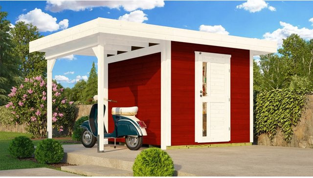 WEKA Designhaus 172 A Gartenhaus aus Holz mit Flachdach in Schwedenrot, B/H/T: 430 x 226 x 375 cm - Bild 1