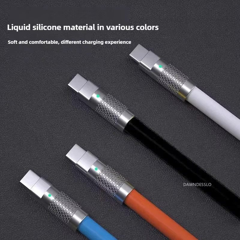 VBNM USB-C zu USB-C Schnellladekabel mit 120W und 7A, Flüssigsilikon-Ladekabel für PD-Schnellladung, Farben: Schwarz und Orange - Bild 2