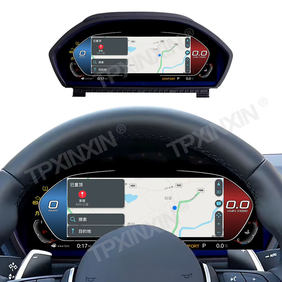 TPXINXIN Digitales dreiteiliges Set für Navigation, Instrumententafel und Klimaanlagenbedienfeld für BMW 3er und 4er Serie F30 F31 F32 F34 (2013-2020), Schwarz - Bild 2