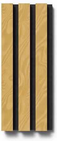 Denpanels Akustikpaneel Esche Natur Geölt in Schwarz mit schwarzem Filz, B: 29,5 cm, H: 15 cm