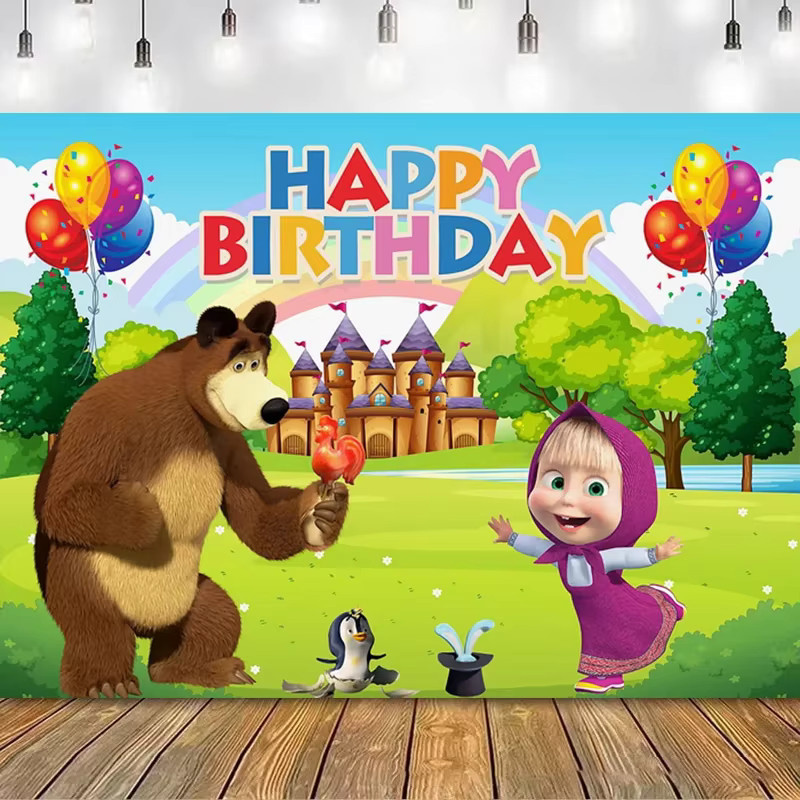 VIKAMA Dream Birthday Party Hintergrund mit Fantasy-Motiv und Tieren in Multicolour, B: 110 cm, H: 110 cm - Bild 2