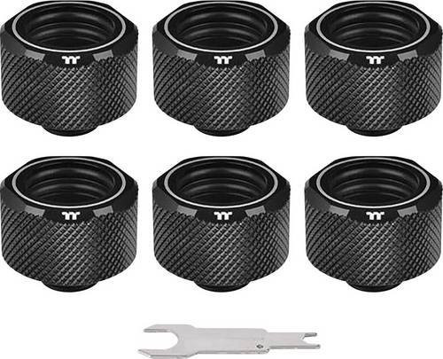 Thermaltake Pacific C-PRO G1/4 PETG Tube 16mm OD Compression Fitting für Wasserkühlung, Schwarz, 6er-Pack - Bild 1