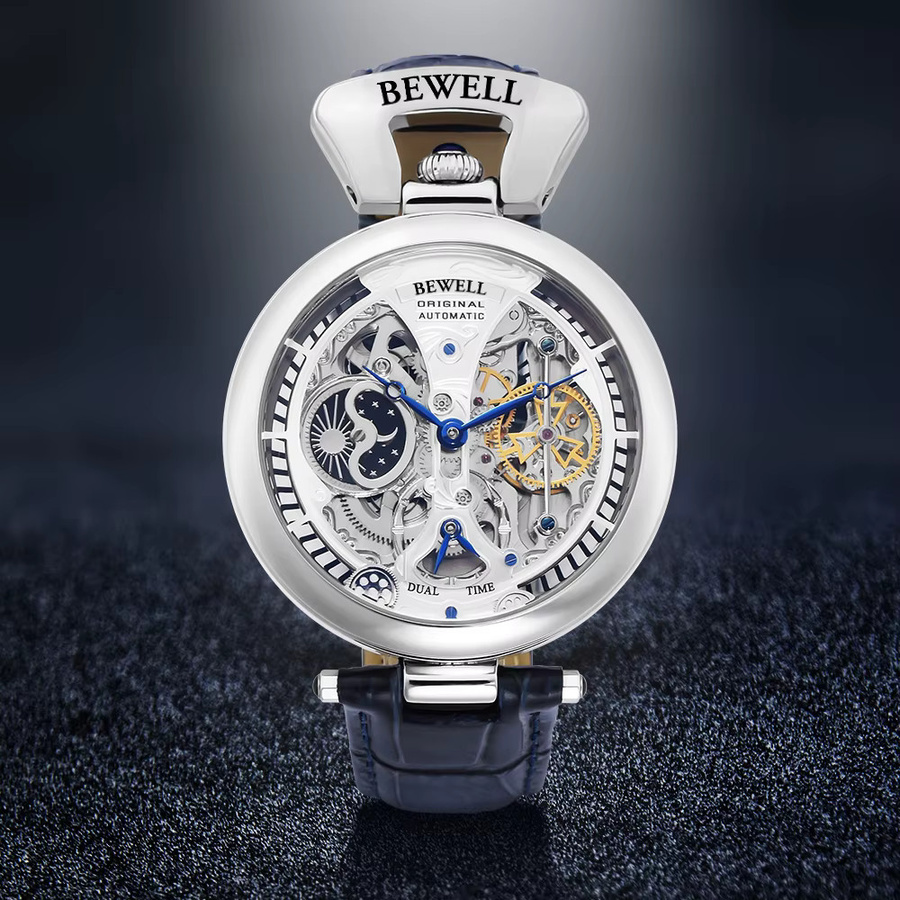 BEWELL Armbanduhr Automatik, Edelstahl, Leder, Herren - Bild 3
