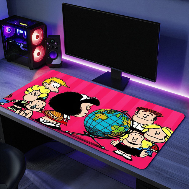 Großes Mousepad Mafalda Cartoon Design rutschfest und verdickt für Büro, Gaming und Studium, Mehrfarbig - Bild 1