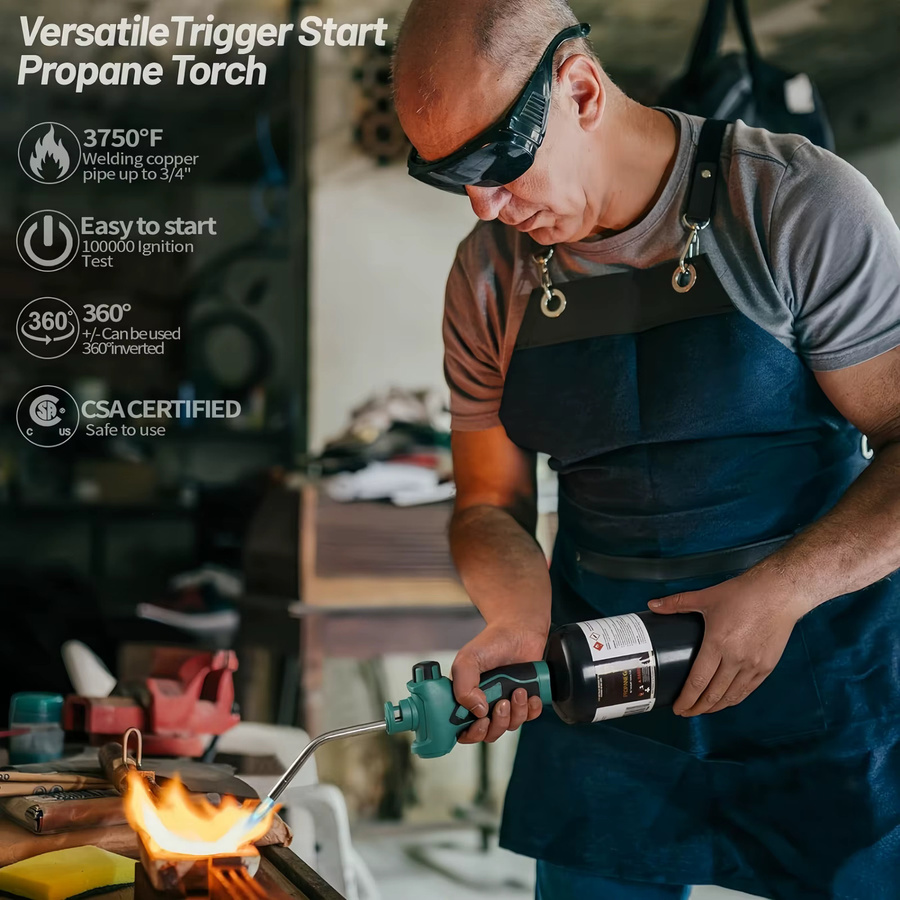 YDONGTLOGY Propanbrennerkopf Gasbrenner mit Auslöser für MAPP Gas zum Schweißen, Löten und Kochen - Bild 2