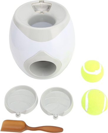 TOMTOP JMS Hundetennis-Futterbelohnungsautomat, interaktiver Hundeball-Futterautomat mit flachem Futtertablett, white