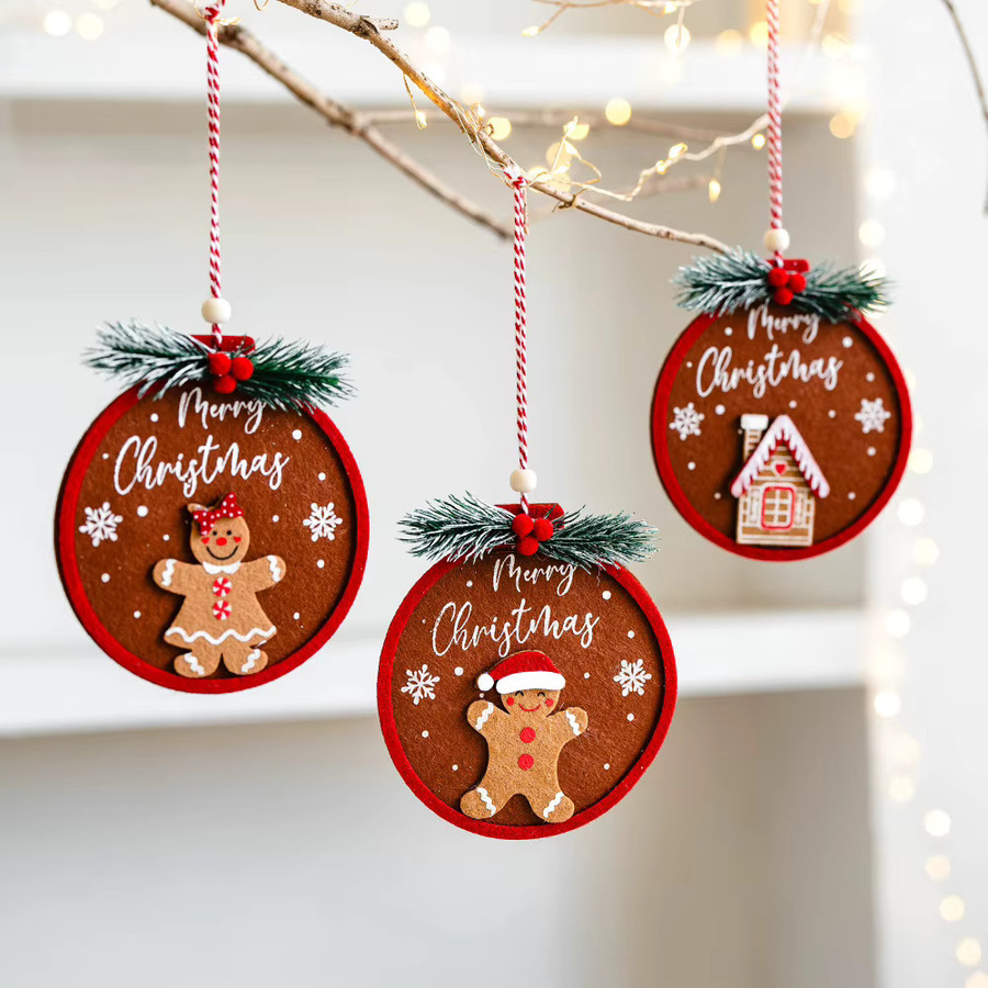 Runtowo Filz-Lebkuchenmann Weihnachtsanhänger in Mehrfarbig als Weihnachtsbaumdekoration für Weihnachten und Neujahr - Bild 2