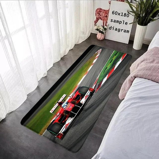 Karpetti Teppich F1 Rennfahrer 33 Design, rutschfester und waschbarer Bodenmatten für Wohnzimmer, Balkon oder Eingangsbereich, B: 80 cm, T: 120 cm - Bild 1