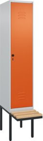 C+P Spind Classic PLUS Garderobenschrank mit Sitzbank, 1 Abteil, Sicherheits-Drehriegel und 4 Garderobenhaken, B/T/H: 212,0 x 40,0 x 81,5 cm - Bild 1