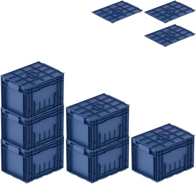 PROREGAL SuperSparSet 6x VDA KLT Kleinladungsträger Transportboxen mit Verbundboden und Auflagedeckel, Blau, H x B x T: 28 x 30 x 40 cm - Bild 1
