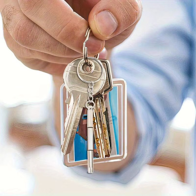 Tragbares 3-in-1 Mini-Schraubendreher-Set als präziser Brillen-Schlüsselanhänger in Silber - Bild 4