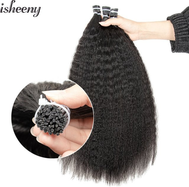 isheeny Yaki Straight Microlink I Tip Haarverlängerungen, Virgin Human Hair, Damen - Bild 1