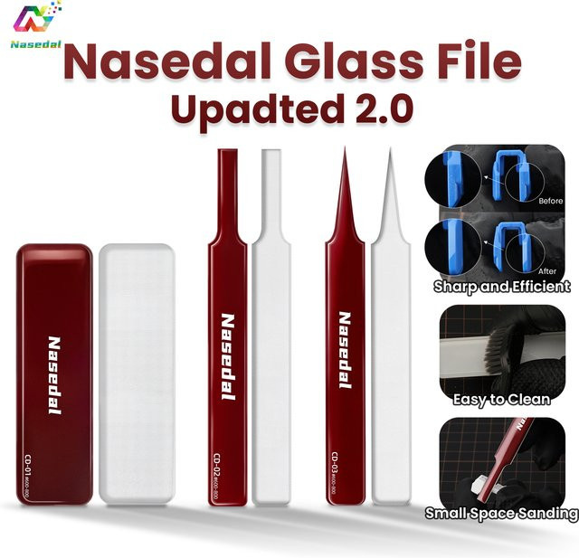 Nasedal Glasfeile 2.0 Waschbar für Gunpla Maßstabsmodelle zum Polieren von Nub Markierungen, transparent, flach - Bild 1