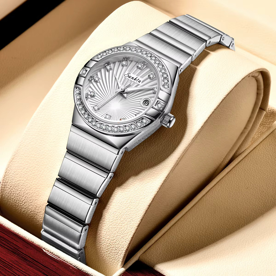LIGE Armbanduhr Quarz, Edelstahl, Diamant, Silber, Damen - Bild 5