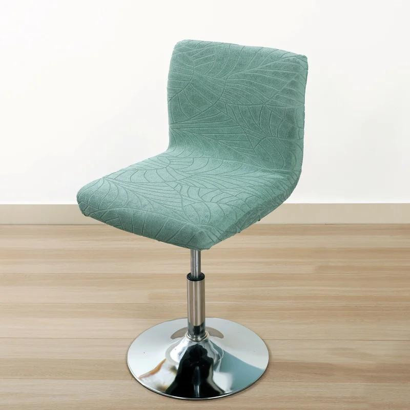Elastischer Barhocker Stuhlbezug mit Blätter-Jacquard-Muster in Grün für Esszimmer und Bankett, 1 Stück - Bild 1