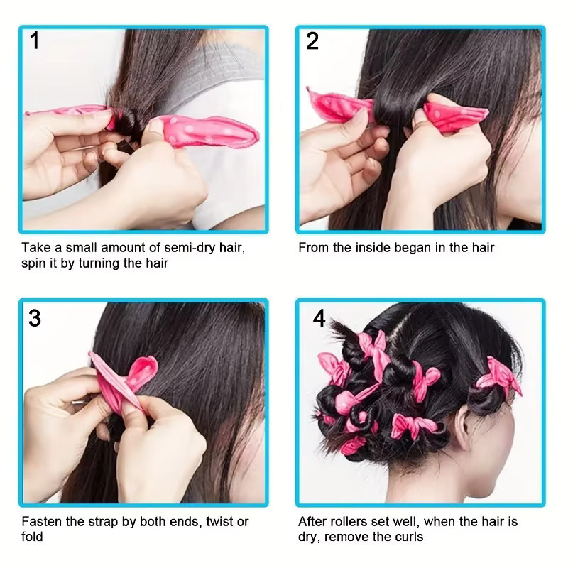11-teiliges Lockenwickler-Set, Schaumstoffrollen mit Satin-Mütze, für lockiges Haar - Bild 2