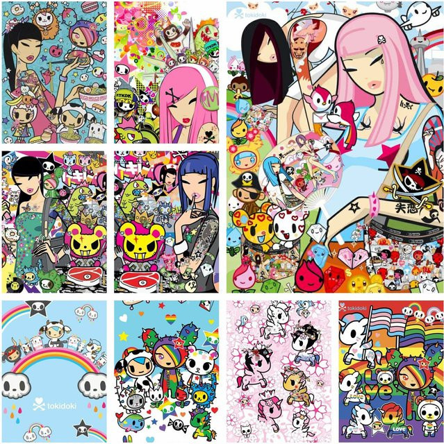 Potdemiel Japan T-Tokidoki 5D DIY Vollrund-Diamantmalerei in Multicolour, B/H: 40 x 30 cm - Bild 1