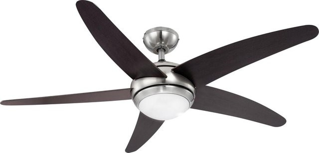 GLOBO Deckenventilator Fabiola in Nickel matt mit Opal Glas Beleuchtung und Fernbedienung, H: 37,2 cm, B: 132 cm - Bild 1