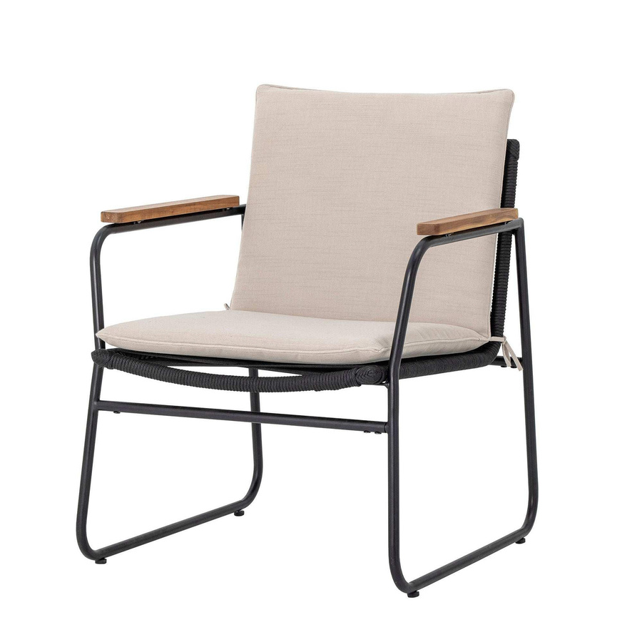 Bloomingville Lounge Stuhl Hampton aus Metall und Kordel in Schwarz und Beige mit Armlehnen - Bild 1