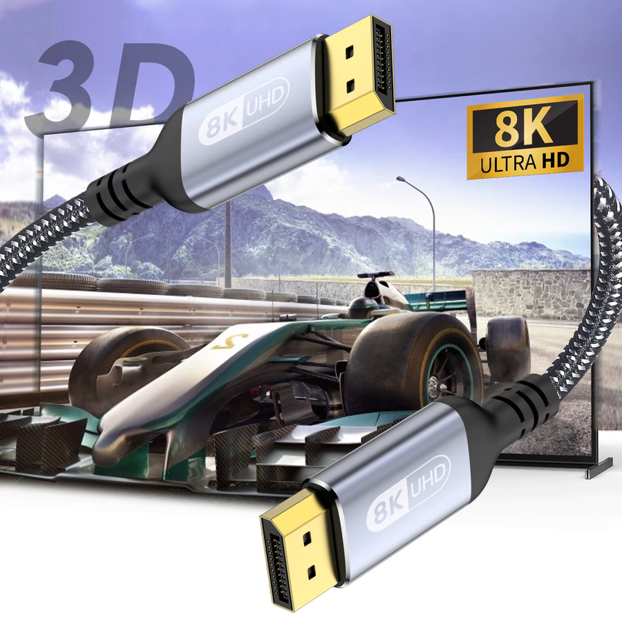 NIERBO DisplayPort-Kabel 1.4 für 8K bei 60 Hz, HDR 10, G-Sync und FreeSync, 32,4 Gbit/s Hochgeschwindigkeits-DP-Kabel - Bild 3