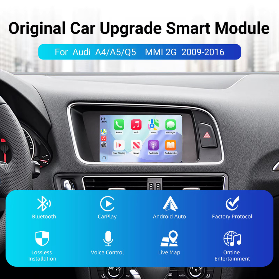 LEXXSON Drahtloses CarPlay und Android Auto Retrofit Kit für Audi A4, A5 und Q5 (2009–2016) mit 6,5 Zoll MMI 2G Bildschirm-Upgrade und Wi-Fi - Bild 3